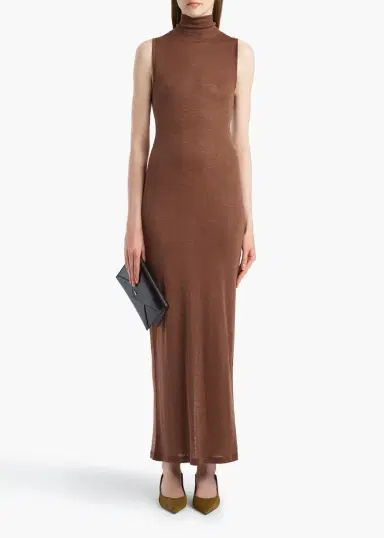 Khaite Demi Dress In Chestnut Wool Silk | Thumbnail 2 Khaite Demi Dress In Chestnut Wool Silk | Thumbnail 2