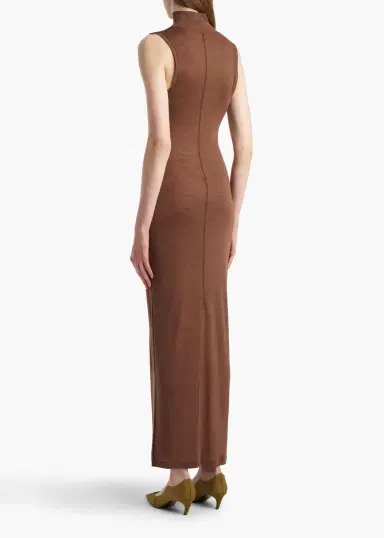Khaite Demi Dress In Chestnut Wool Silk | Thumbnail 3 Khaite Demi Dress In Chestnut Wool Silk | Thumbnail 3