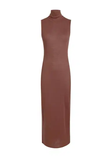 Khaite Demi Dress In Chestnut Wool Silk | Thumbnail 1 Khaite Demi Dress In Chestnut Wool Silk | Thumbnail 1