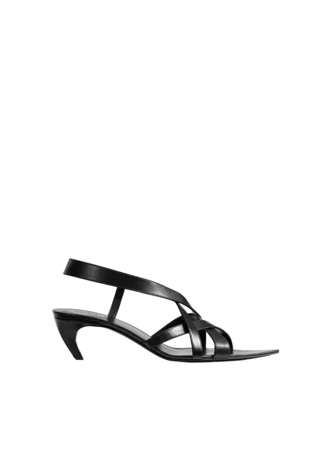 Sadie Kitten Heel Sandal In Black Glazed Leather Sadie Kitten Heel Sandal In Black Glazed Leather