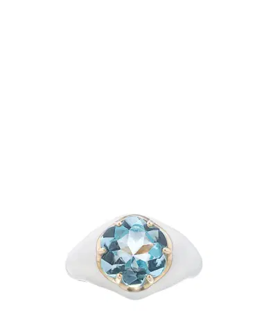 Bea Bongiasca Da Funkadelic Signet Ring with White Enamel and Blue Topaz | Thumbnail 1