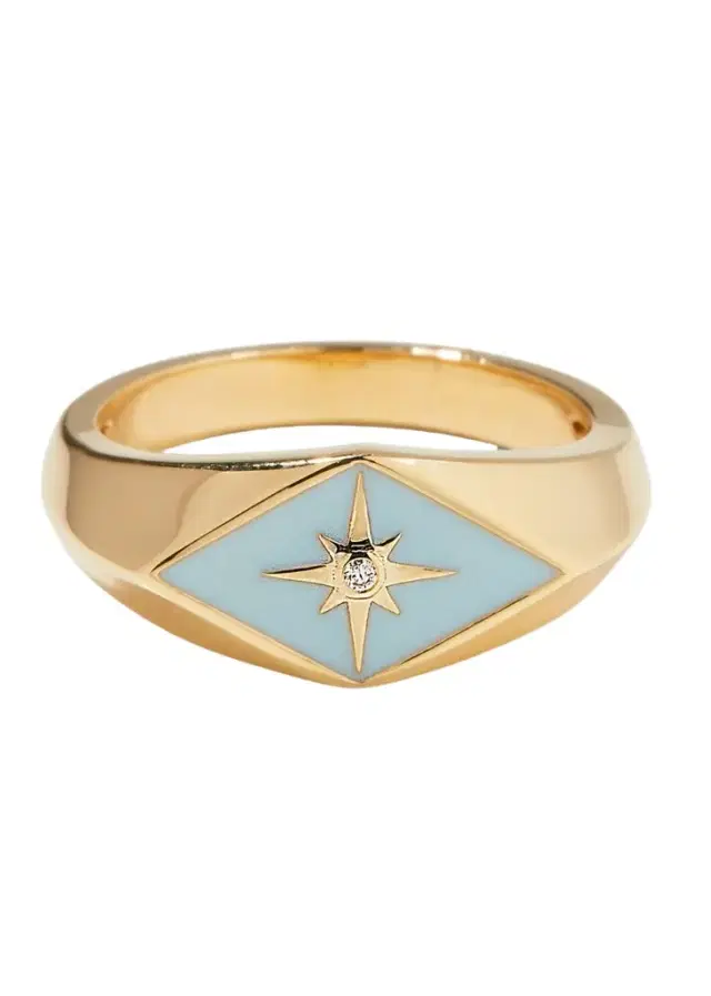Sydney Evan Enamel Evil Eye Diamond Starburst Ring