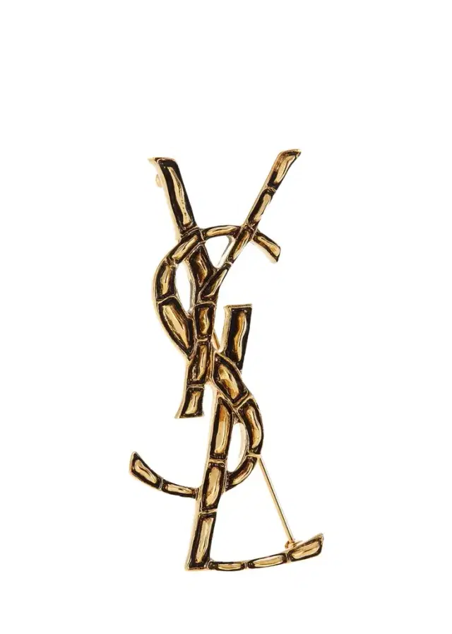 Saint Laurent Crocodile Textured YSL Brooch