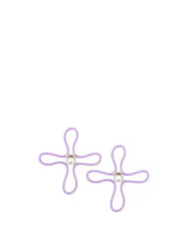 Bea Bongiasca Lucky Flower Earrings with Lavender Enamel and Rock Crystals | Thumbnail 1