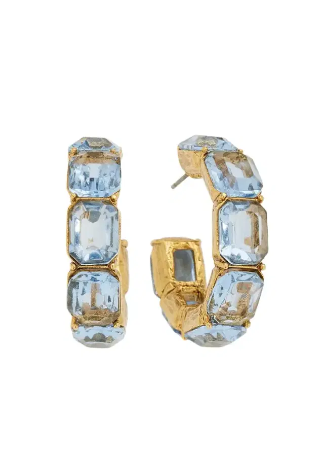 Oscar de la Renta Baguette Crystal Hoop Earrings, Watermelon/Rainbow