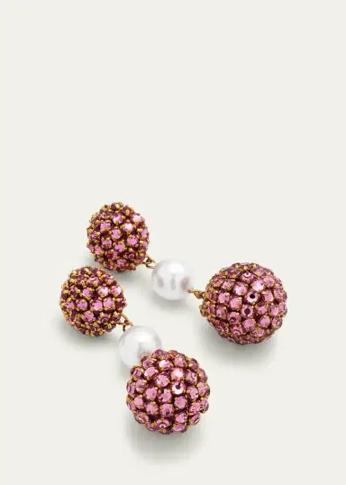 Oscar de la Renta Crystal Balls On Chain Earrings | Thumbnail 3
