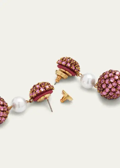 Oscar de la Renta Crystal Balls On Chain Earrings | Thumbnail 4
