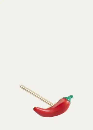 Alison Lou 14K Yellow Gold Chili Pepper Stud Earring, Single | Thumbnail 3 Alison Lou 14K Yellow Gold Chili Pepper Stud Earring, Single | Thumbnail 3