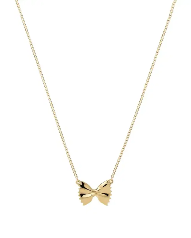 Alison Lou 14K Yellow Gold Bowtie Pasta Station Necklace