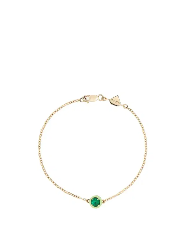 Alison Lou Round Emerald Cocktail Bracelet in 14K Yellow Gold