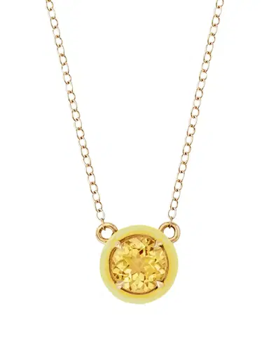 Alison Lou Round Cocktail Necklace with Citrine and Yellow Enamel in 14K Yellow Gold | Thumbnail 2 Alison Lou Round Cocktail Necklace with Citrine and Yellow Enamel in 14K Yellow Gold | Thumbnail 2