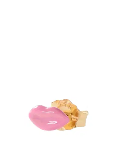 Alison Lou 14K Yellow Gold Mini Pink Enamel Lip Stud Earring, Single | Thumbnail 1 Alison Lou 14K Yellow Gold Mini Pink Enamel Lip Stud Earring, Single | Thumbnail 1