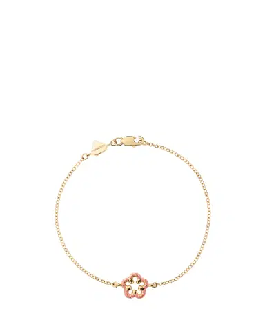 Alison Lou Flower Streamer 14K Yellow Gold and Pink Enamel Bracelet | Thumbnail 2