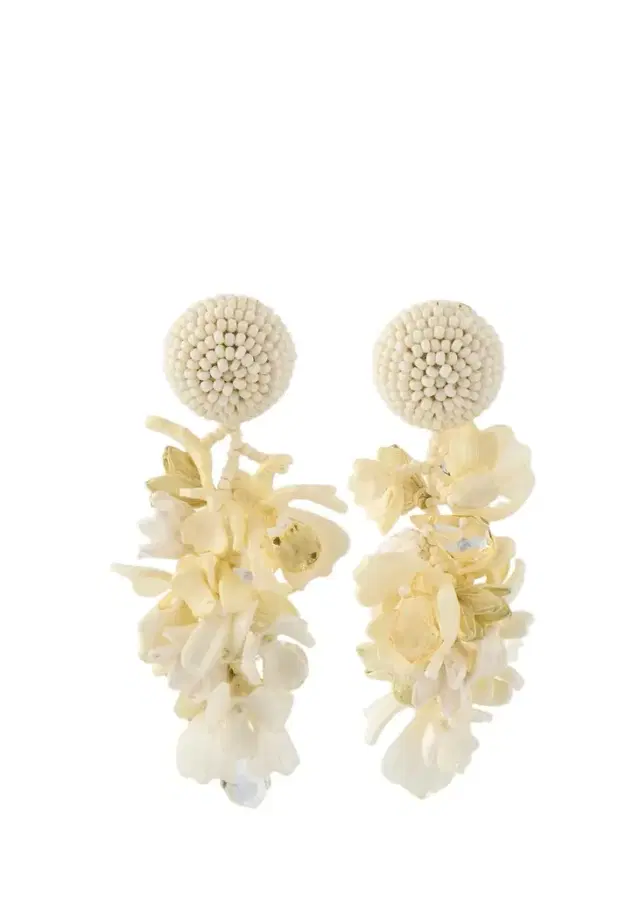 Oscar de la Renta Plexy and Raffia Flowers Earrings