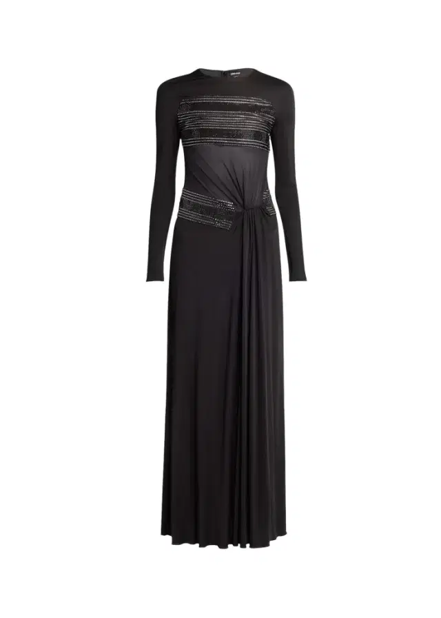 Giorgio Armani Crystal Sheer Midriff Jersey Gown