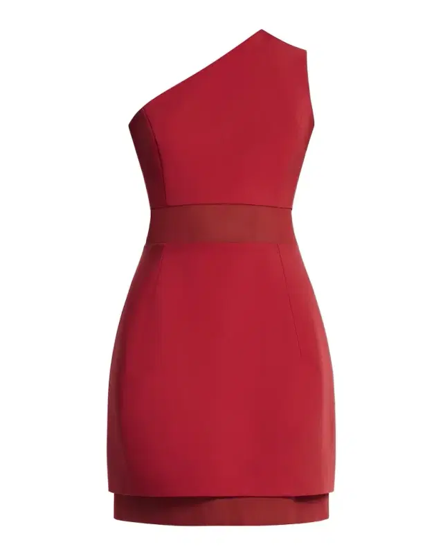 BCBGMAXAZRIA One-Shoulder Mesh-Inset Mini Dress
