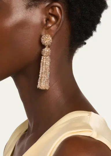 Oscar de la Renta Crystal Fringe Earrings | Thumbnail 2