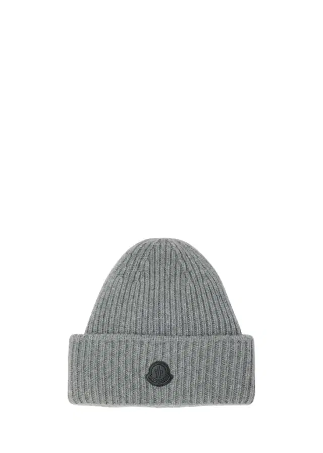 Moncler Men's Cashmere Rib Leather-Logo Beanie Hat