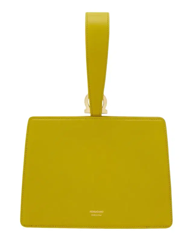Ferragamo Double Gancini Leather Wristlet Clutch Bag