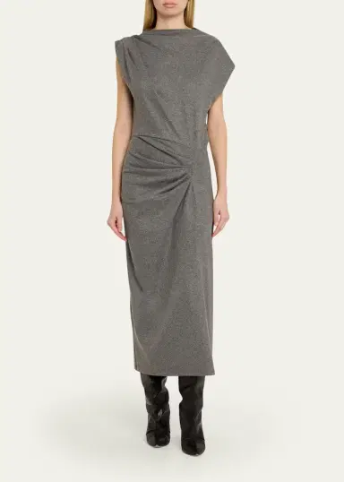 Etoile Isabel Marant Naerys Asymmetric Knit Midi Dress | Thumbnail 2