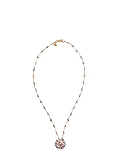Presley Oldham Mauve Cluster Necklace with Japanese Pearls | Thumbnail 1 Presley Oldham Mauve Cluster Necklace with Japanese Pearls | Thumbnail 1