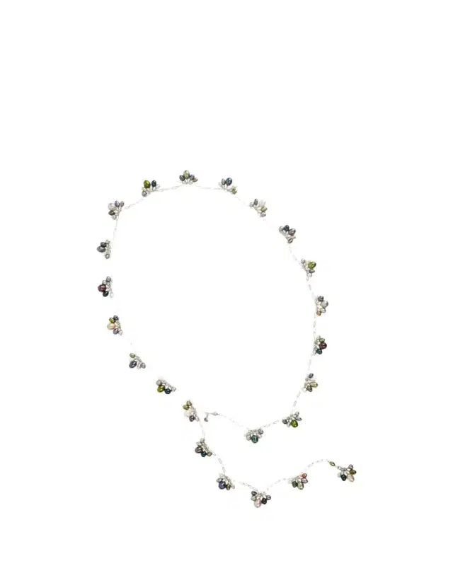Presley Oldham Fringe Necklace with Multicolor Pearls, 36"L