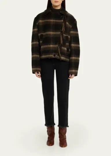 Etoile Isabel Marant Galeane Plaid Wool Crop Jacket | Thumbnail 2