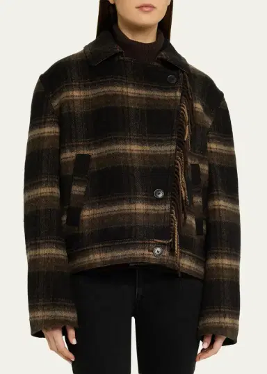 Etoile Isabel Marant Galeane Plaid Wool Crop Jacket | Thumbnail 4