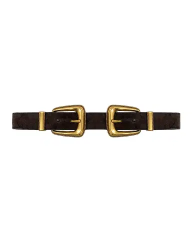 Veronica Beard Arch Double-Buckle Suede Waist Belt | Thumbnail 3