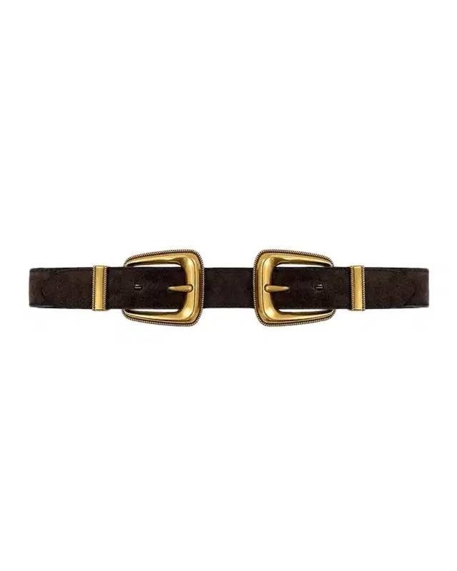 Veronica Beard Arch Double-Buckle Suede Waist Belt
