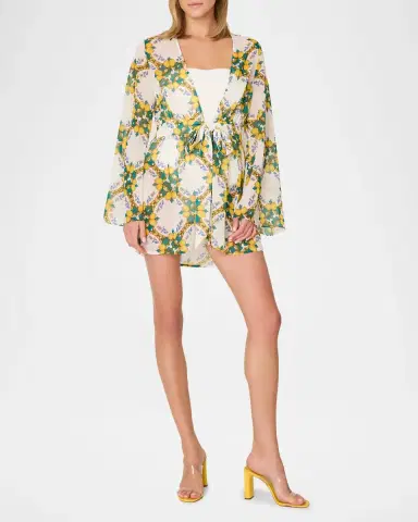 Milly Jessie Lemon Tile Mini Coverup | Thumbnail 2