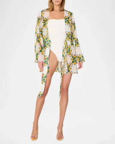 Milly Jessie Lemon Tile Mini Coverup | Thumbnail 4