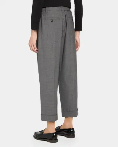 Brunello Cucinelli Pleated Wool Tapered-Leg Ankle Pants With Belt | Thumbnail 3
