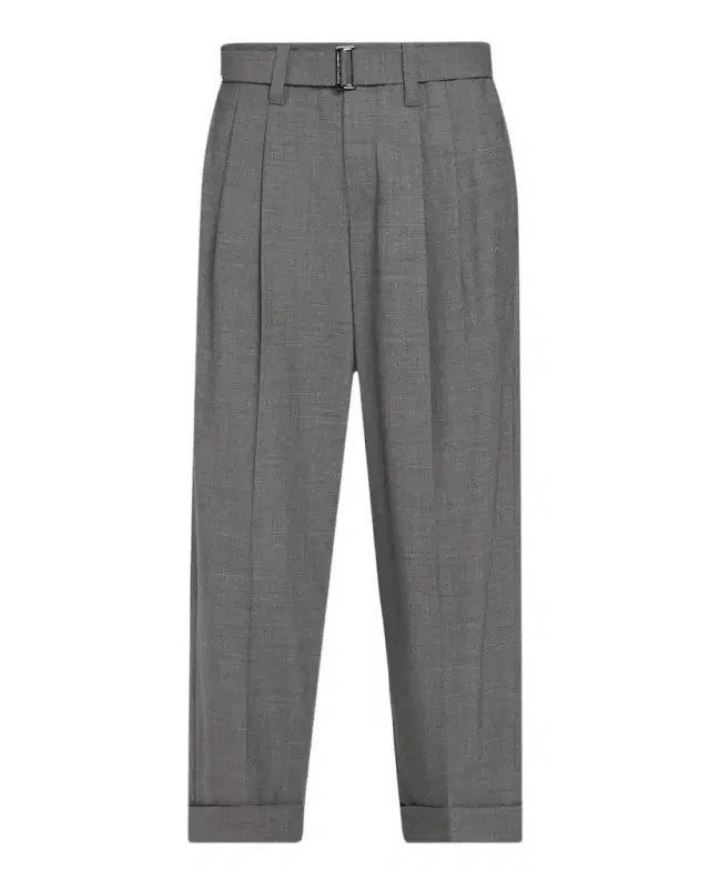 Brunello Cucinelli Pleated Wool Tapered-Leg Ankle Pants With Belt