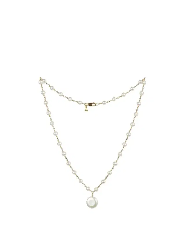 Presley Oldham Magnolia Necklace with White Pearls