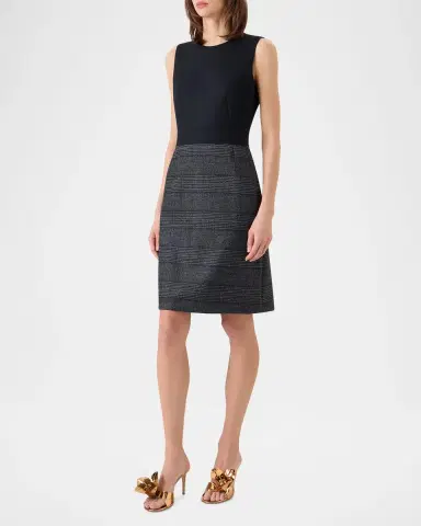 Akris Prince Of Whales Wool Double-Face Sleeveless Dress | Thumbnail 4 Akris Prince Of Whales Wool Double-Face Sleeveless Dress | Thumbnail 4
