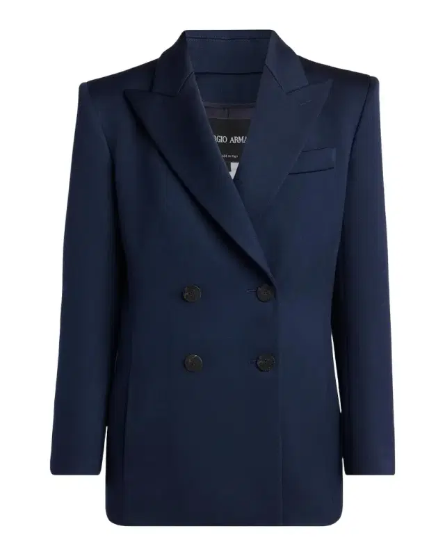Giorgio Armani Wool-Silk Double-Breasted Blazer Jacket