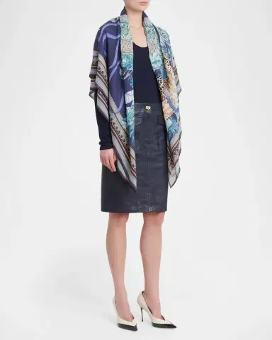 Ferragamo Poised Leopards Print Silk Scarf | Thumbnail 2