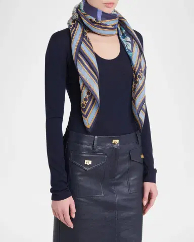 Ferragamo Poised Leopards Print Silk Scarf | Thumbnail 3