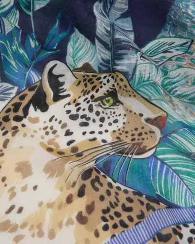 Ferragamo Poised Leopards Print Silk Scarf | Thumbnail 4