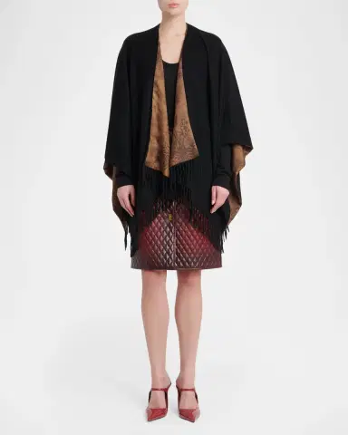 Ferragamo Floral Reversible Cashmere and Silk Cape | Thumbnail 2