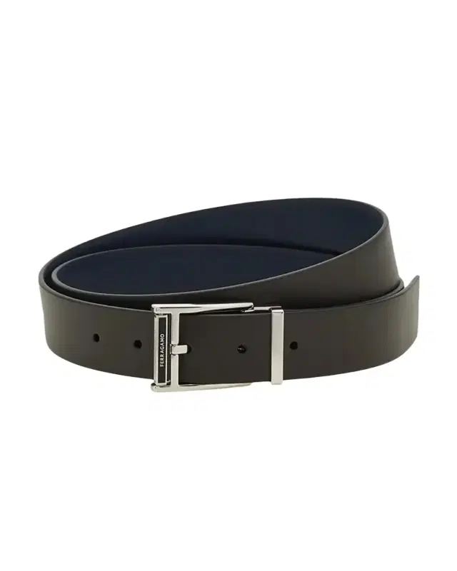 Ferragamo Men's Smooth Leather Roller-Buckle Belt