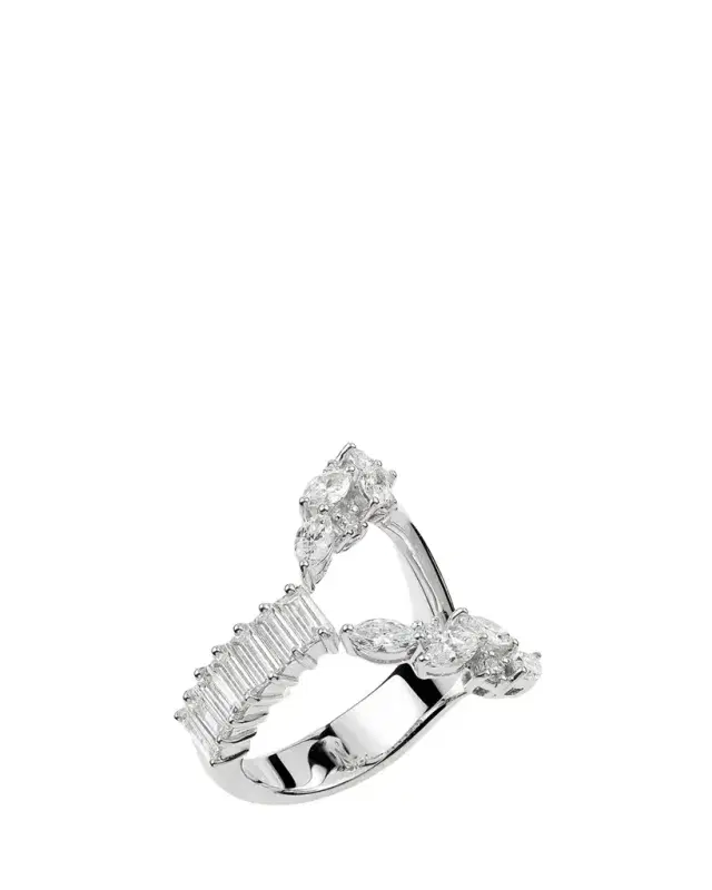 YEPREM 18K White Gold Multi Diamond Open Ring