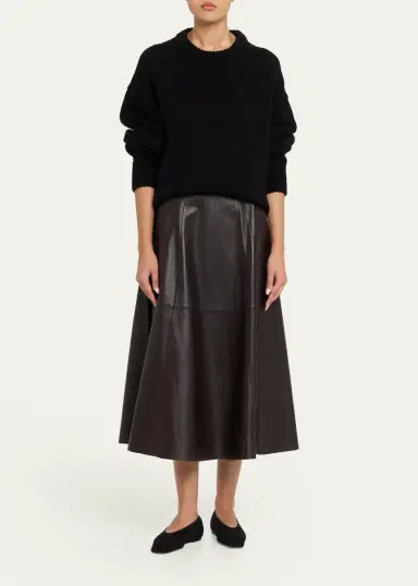 ARMA Eleni Leather A-Line Midi Skirt | Thumbnail 2