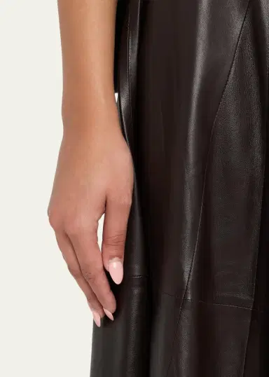ARMA Eleni Leather A-Line Midi Skirt | Thumbnail 5