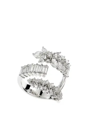 YEPREM 18K White Gold Multi Diamond 3-Row Ring | Thumbnail 2