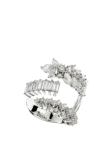 YEPREM 18K White Gold Multi Diamond 3-Row Ring | Thumbnail 1
