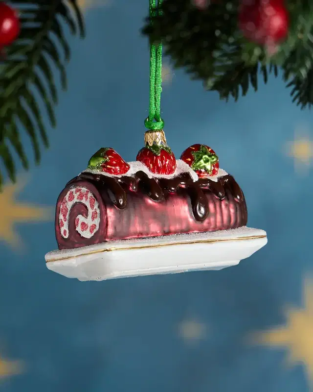 Exclusive Strawberry Chocolate Yule Log Christmas Ornament