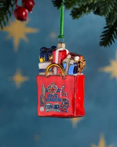 Exclusive London Cityscape Shopping Bag Christmas Ornament | Thumbnail 2
