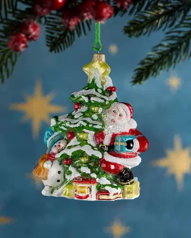 Exclusive Santa & Snowman with Tree Christmas Ornament | Thumbnail 1 Exclusive Santa & Snowman with Tree Christmas Ornament | Thumbnail 1
